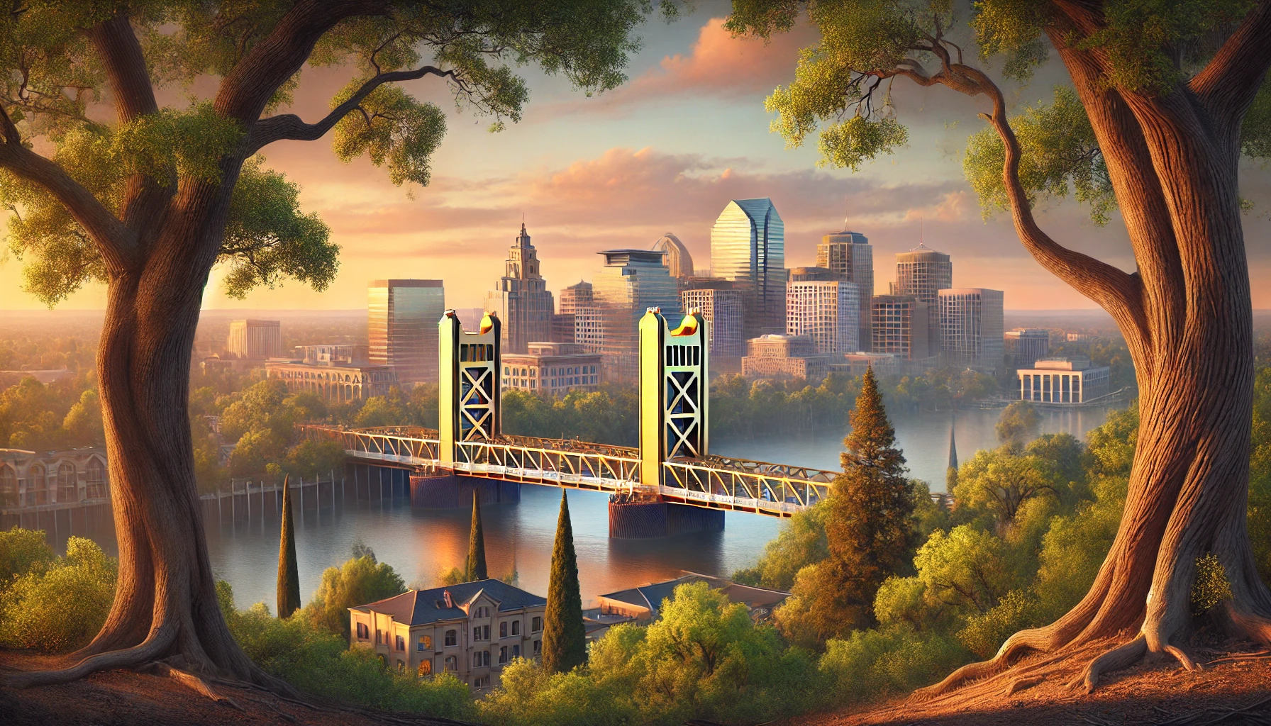 Sacramento skyline and California State Capitol