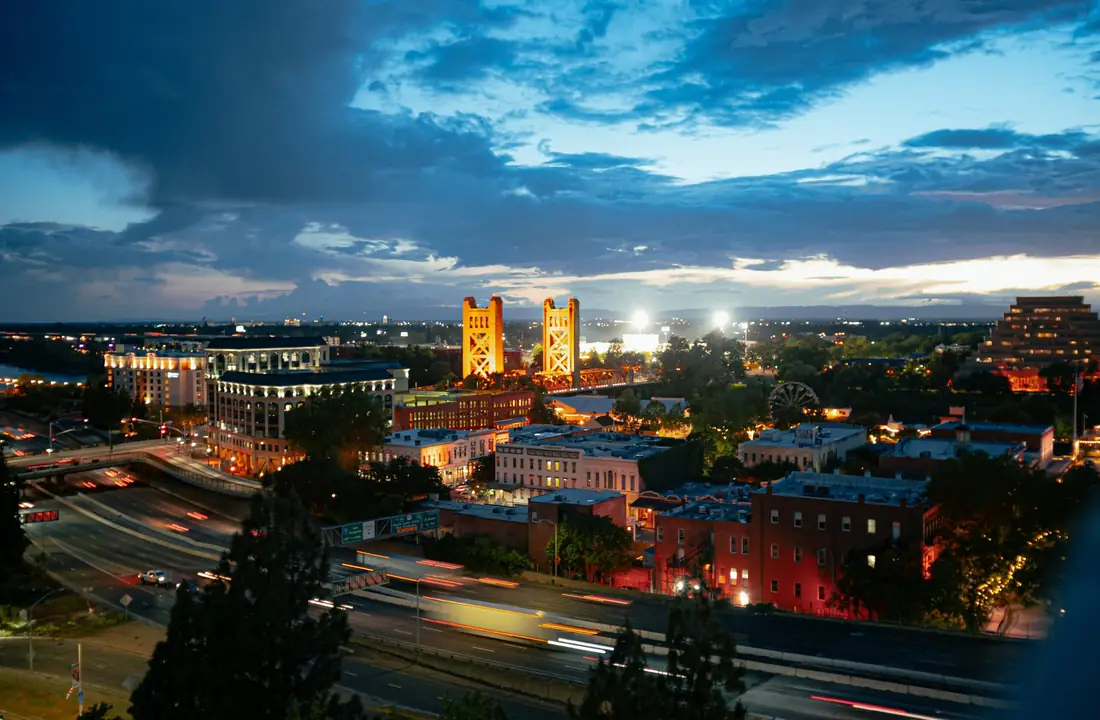 Sacramento skyline at dusk