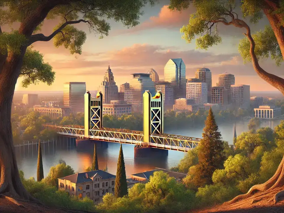 Sacramento skyline and California State Capitol
